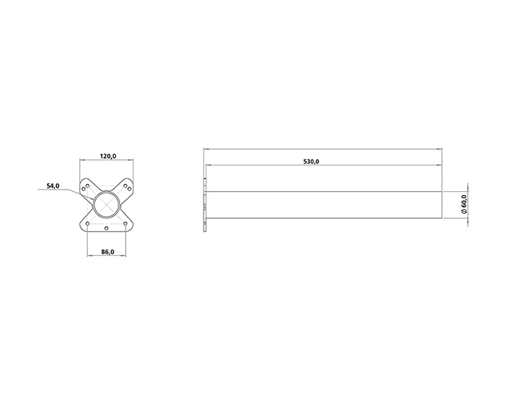 Foundation adapter  ø 60/700 L = 530 mm